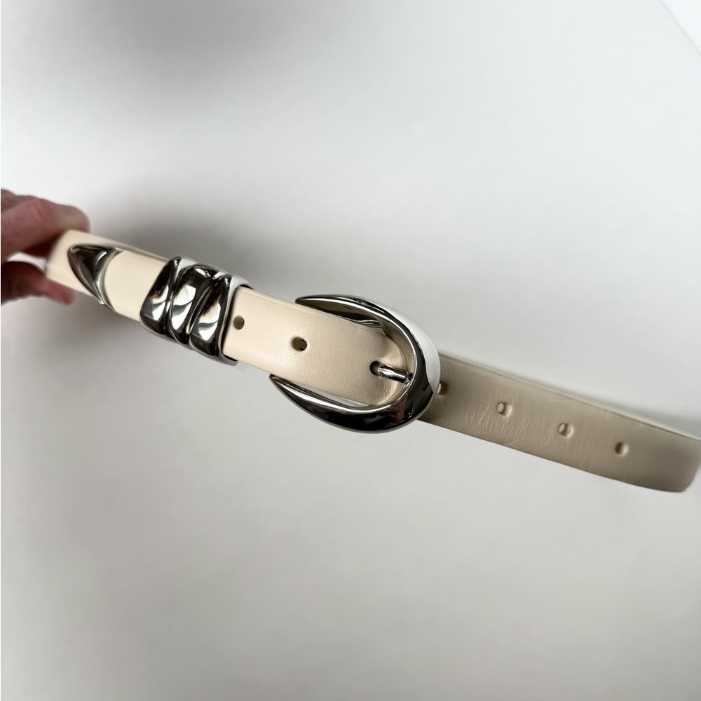NEW Madewell Triple Metal Keeper ivory XSmall Leather Belt